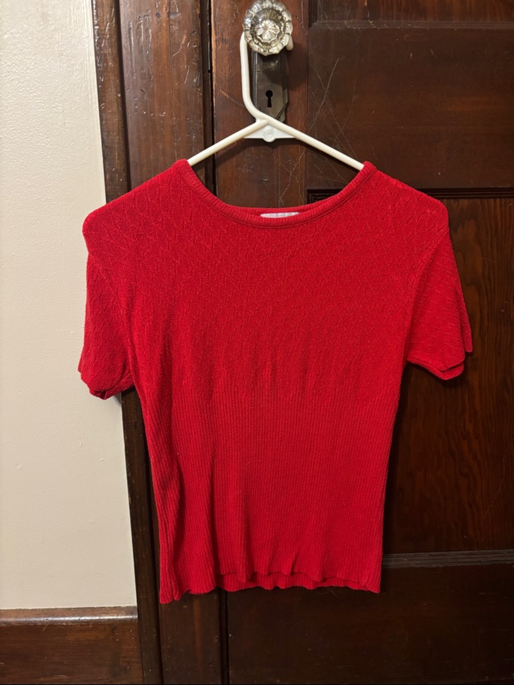 Red Short Sleeve Knit Top - Unbranded